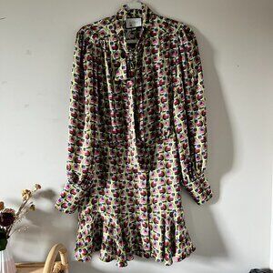 ALEXIS Mirene Tie-Neck Geo-Print Mini Dress size: XL